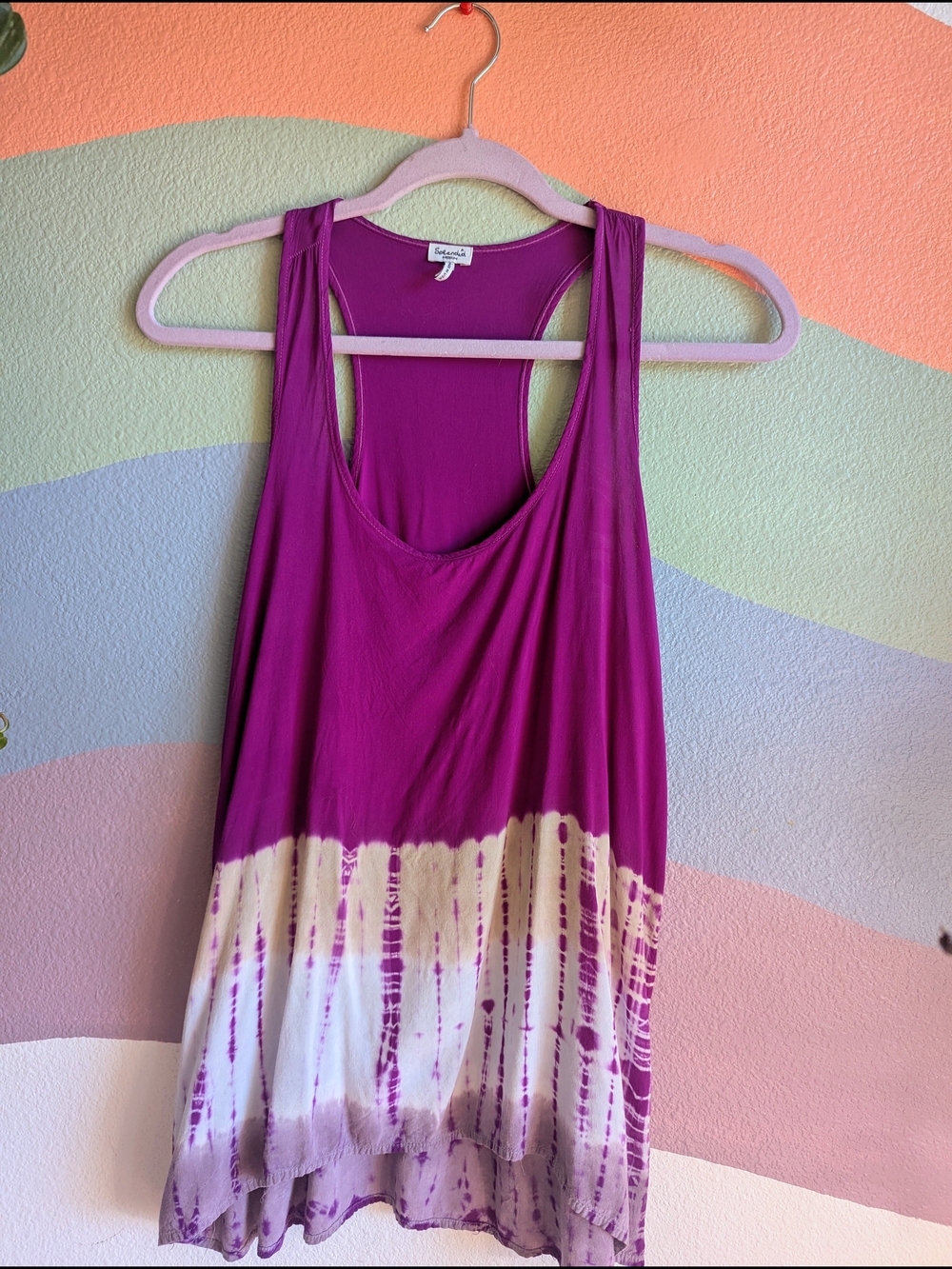 Vintage Splendid Tie-Dye Tank Top - Magenta & Cream